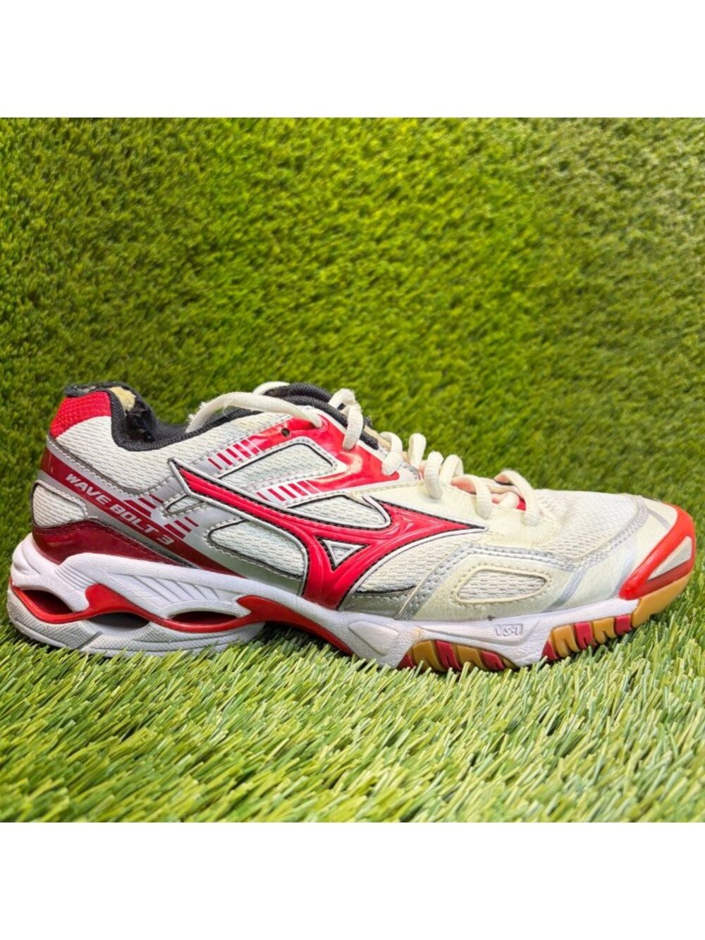 Mizuno Wave Bolt 3 Womens Size 9.5 White Red Running Volleyball Shoes Sneakers